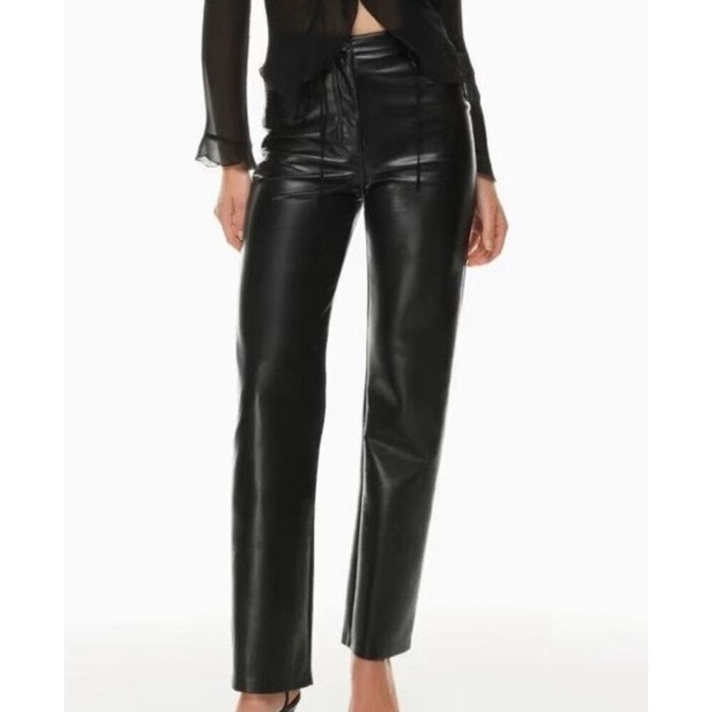 Wilfred Aritzia Super High Rise Melina Pant Black 2 Vegan Leather Pleather